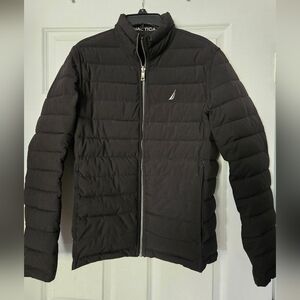 Nautica Mens Quilted Reversible Puffer Jacket Size S Small Black /  Gray